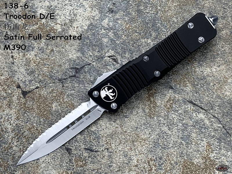 Microtech ΢ 138-6 Troodon ˳ D/E Satin Full Serrated M390в ɫ˫ȫ/ȫֱֻ